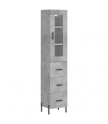 vidaXL Highboard Concrete Grey 34,5x34x180 cm Engineered Wood