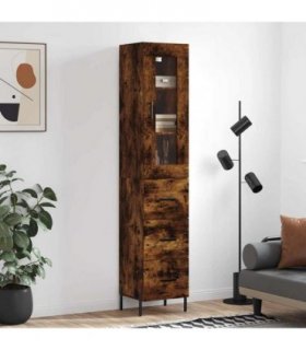 vidaXL Highboard Smoked Oak 34,5x34x180 cm Engineered Wood
