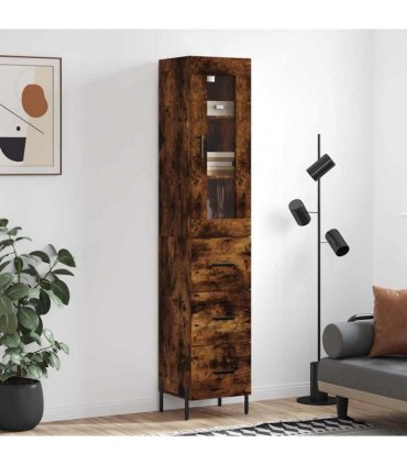 vidaXL Highboard Smoked Oak 34,5x34x180 cm Engineered Wood
