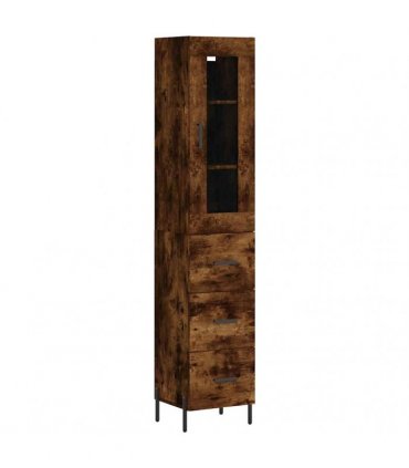 vidaXL Highboard Smoked Oak 34,5x34x180 cm Engineered Wood