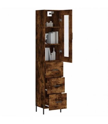 vidaXL Highboard Smoked Oak 34,5x34x180 cm Engineered Wood