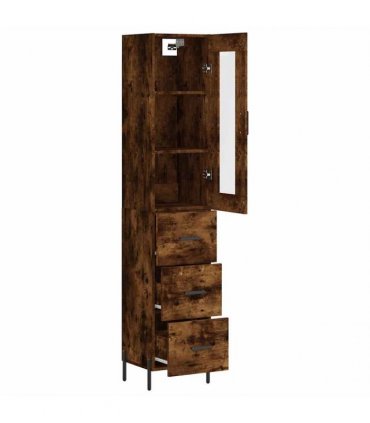 vidaXL Highboard Smoked Oak 34,5x34x180 cm Engineered Wood