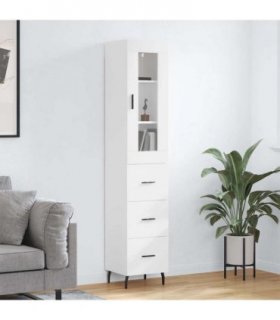 vidaXL Highboard White 34,5x34x180 cm Engineered Wood