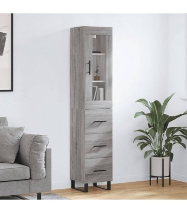 vidaXL Highboard Grey Sonoma 34,5x34x180 cm Engineered Wood