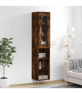 vidaXL Highboard Smoked Oak 34,5x34x180 cm Engineered Wood