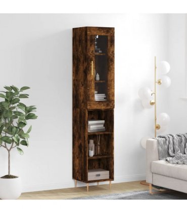 vidaXL Highboard Smoked Oak 34,5x34x180 cm Engineered Wood