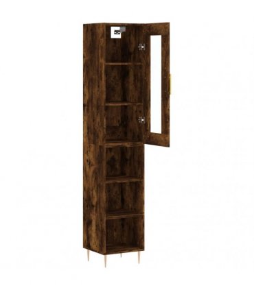 vidaXL Highboard Smoked Oak 34,5x34x180 cm Engineered Wood