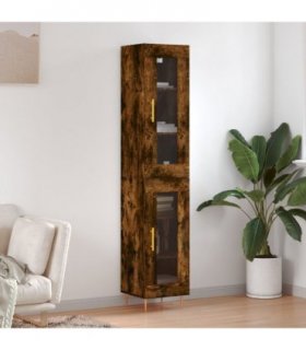 vidaXL Highboard Smoked Oak 34,5x34x180 cm Engineered Wood