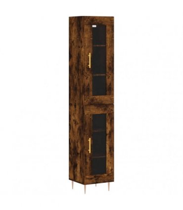 vidaXL Highboard Smoked Oak 34,5x34x180 cm Engineered Wood