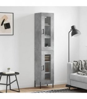 vidaXL Highboard Concrete Grey 34,5x34x180 cm Engineered Wood