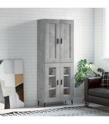 vidaXL Highboard Concrete Grey 69,5x34x180 cm Engineered Wood