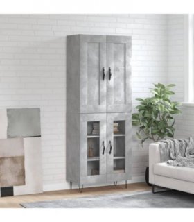 vidaXL Highboard Concrete Grey 69,5x34x180 cm Engineered Wood