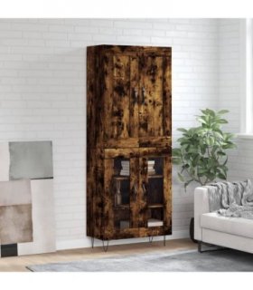 vidaXL Highboard Smoked Oak 69,5x34x180 cm Engineered Wood