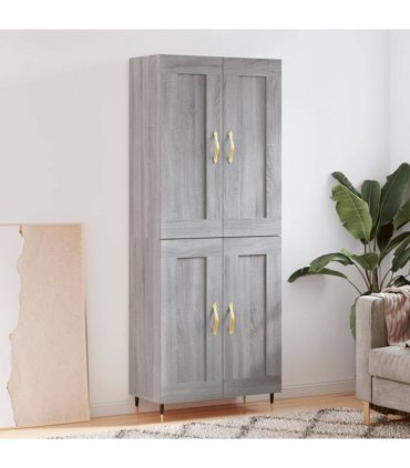 vidaXL Highboard Grey Sonoma 69,5x34x180 cm Engineered Wood