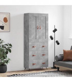 vidaXL Highboard Concrete Grey 69,5x34x180 cm Engineered Wood