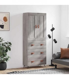 vidaXL Highboard Grey Sonoma 69,5x34x180 cm Engineered Wood
