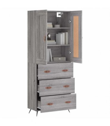 vidaXL Highboard Grey Sonoma 69,5x34x180 cm Engineered Wood
