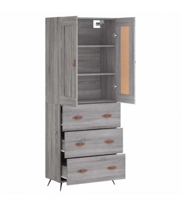vidaXL Highboard Grey Sonoma 69,5x34x180 cm Engineered Wood