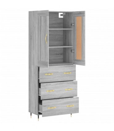 vidaXL Highboard Grey Sonoma 69,5x34x180 cm Engineered Wood