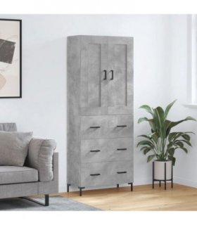 vidaXL Highboard Concrete Grey 69,5x34x180 cm Engineered Wood