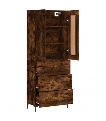 vidaXL Highboard Smoked Oak 69,5x34x180 cm Engineered Wood