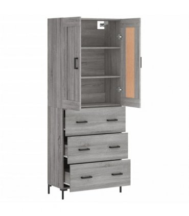 vidaXL Highboard Grey Sonoma 69,5x34x180 cm Engineered Wood