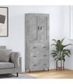 vidaXL Highboard Concrete Grey 69,5x34x180 cm Engineered Wood
