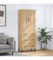 vidaXL Highboard Sonoma Oak 69,5x34x180 cm Engineered Wood