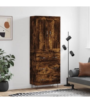 vidaXL Highboard Smoked Oak 69,5x34x180 cm Engineered Wood