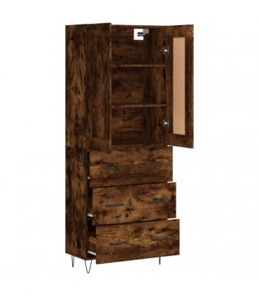 vidaXL Highboard Smoked Oak 69,5x34x180 cm Engineered Wood