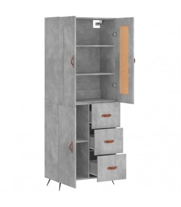 vidaXL Highboard Concrete Grey 69,5x34x180 cm Engineered Wood
