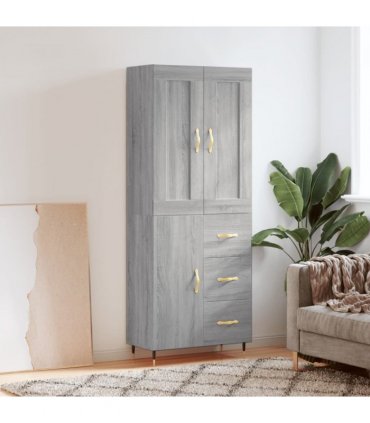 vidaXL Highboard Grey Sonoma 69,5x34x180 cm Engineered Wood