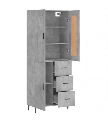 vidaXL Highboard Concrete Grey 69,5x34x180 cm Engineered Wood
