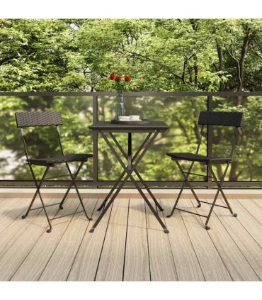 vidaXL Folding Chairs 2 pcs Black Poly Rattan and Steel