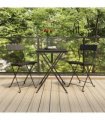 vidaXL Folding Chairs 2 pcs Black Poly Rattan and Steel