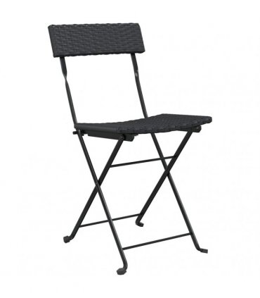 vidaXL Folding Chairs 2 pcs Black Poly Rattan and Steel
