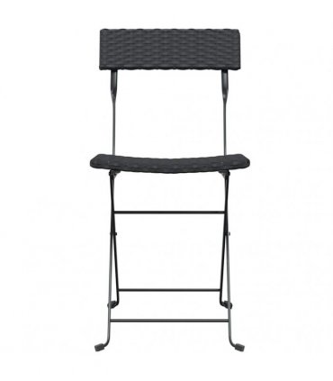 vidaXL Folding Chairs 2 pcs Black Poly Rattan and Steel