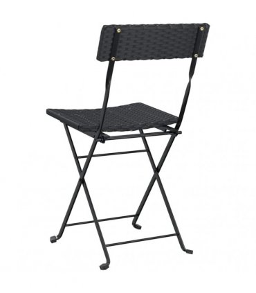 vidaXL Folding Chairs 2 pcs Black Poly Rattan and Steel