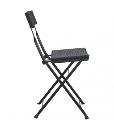 vidaXL Folding Chairs 2 pcs Black Poly Rattan and Steel