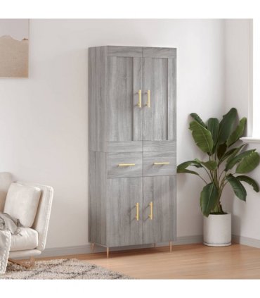 vidaXL Highboard Grey Sonoma 69,5x34x180 cm Engineered Wood