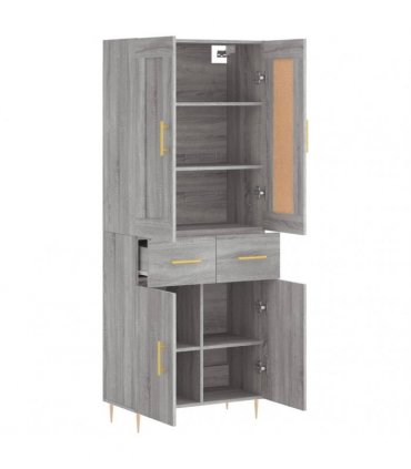 vidaXL Highboard Grey Sonoma 69,5x34x180 cm Engineered Wood