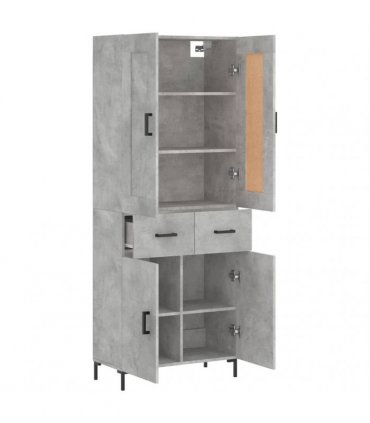 vidaXL Highboard Concrete Grey 69,5x34x180 cm Engineered Wood