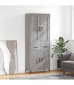 vidaXL Highboard Grey Sonoma 69,5x34x180 cm Engineered Wood
