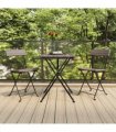 vidaXL Folding Chairs 2 pcs Grey Poly Rattan and Steel