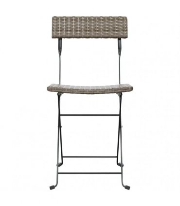 vidaXL Folding Chairs 2 pcs Grey Poly Rattan and Steel