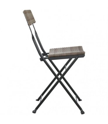 vidaXL Folding Chairs 2 pcs Grey Poly Rattan and Steel
