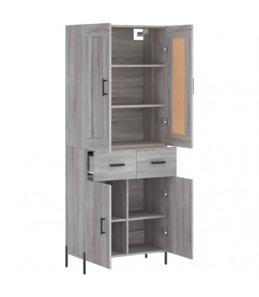 vidaXL Highboard Grey Sonoma 69,5x34x180 cm Engineered Wood