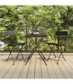 vidaXL 3 Piece Folding Bistro Set Black Poly Rattan