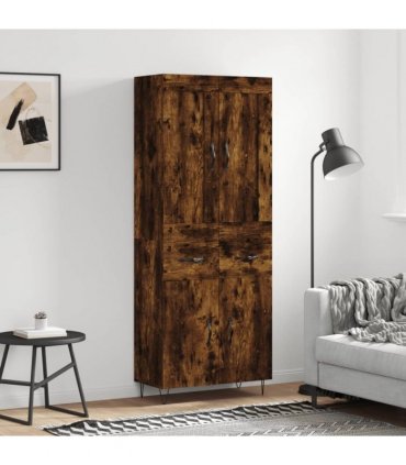 vidaXL Highboard Smoked Oak 69,5x34x180 cm Engineered Wood