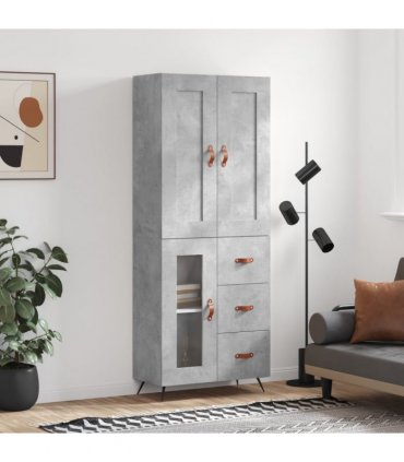 vidaXL Highboard Concrete Grey 69,5x34x180 cm Engineered Wood